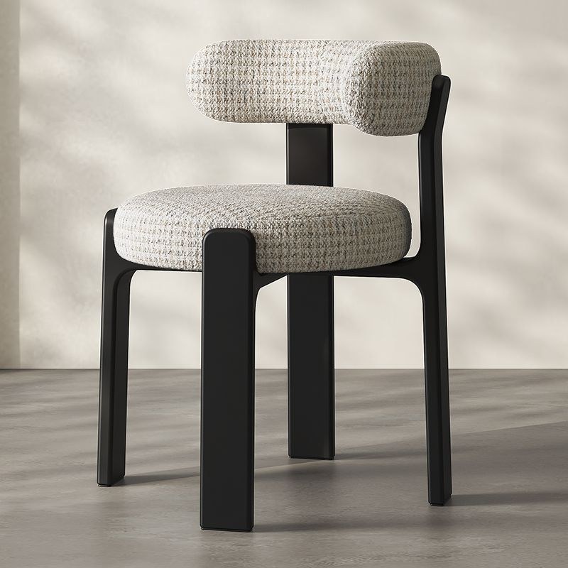 Modern Solid Wood Dining Chair with Linen Seat and Ergonomic Back