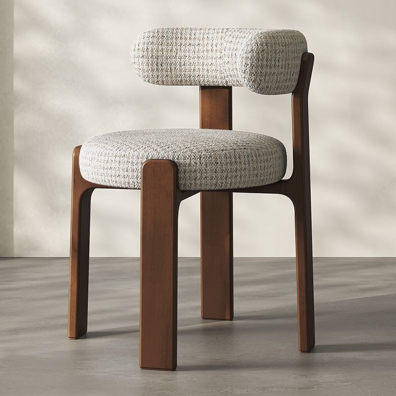 Modern Solid Wood Dining Chair with Linen Seat and Ergonomic Back