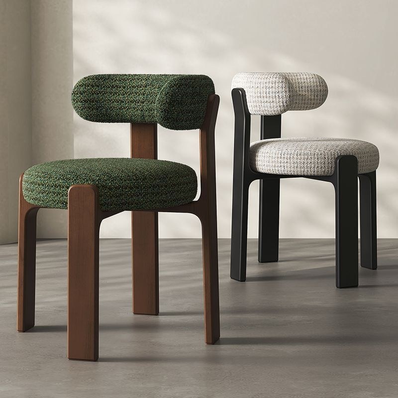 Modern Solid Wood Dining Chair with Linen Seat and Ergonomic Back
