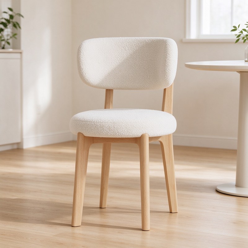 Mid-Century Solid Wood Dining Chair with Microfibre Seat
