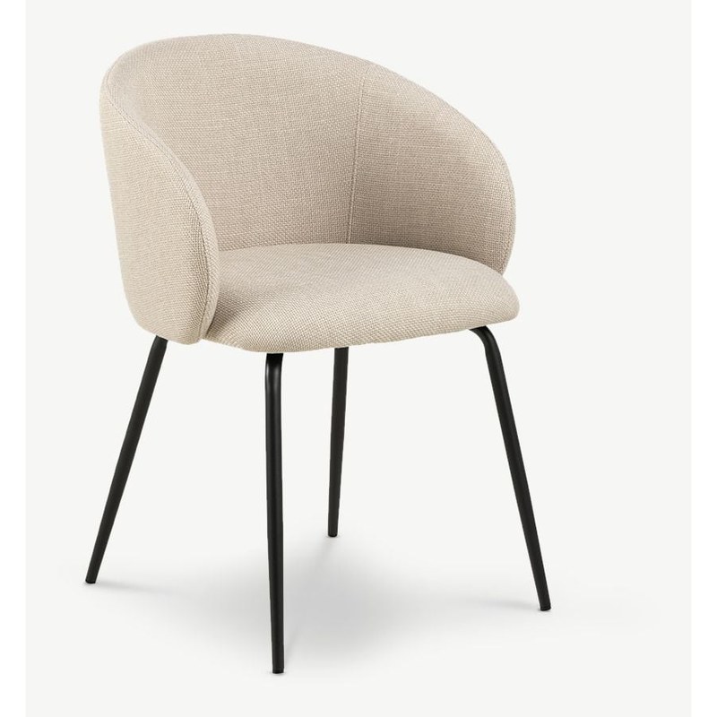 Contemporary Metal Dining Chair with Fabric Seat and Armrests