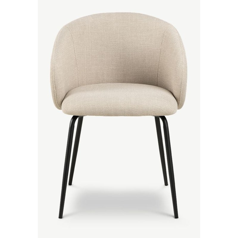 Contemporary Metal Dining Chair with Fabric Seat and Armrests