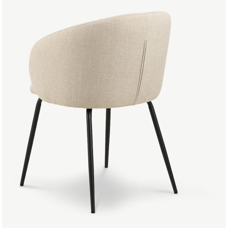 Contemporary Metal Dining Chair with Fabric Seat and Armrests