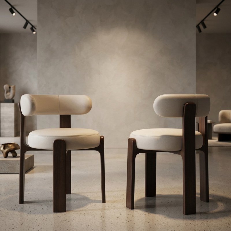 Minimalist Solid Wood Dining Chair with Fabric Seat