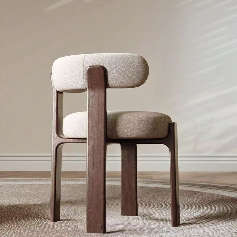 Modern Walnut Dining Chair with Upholstered Seat