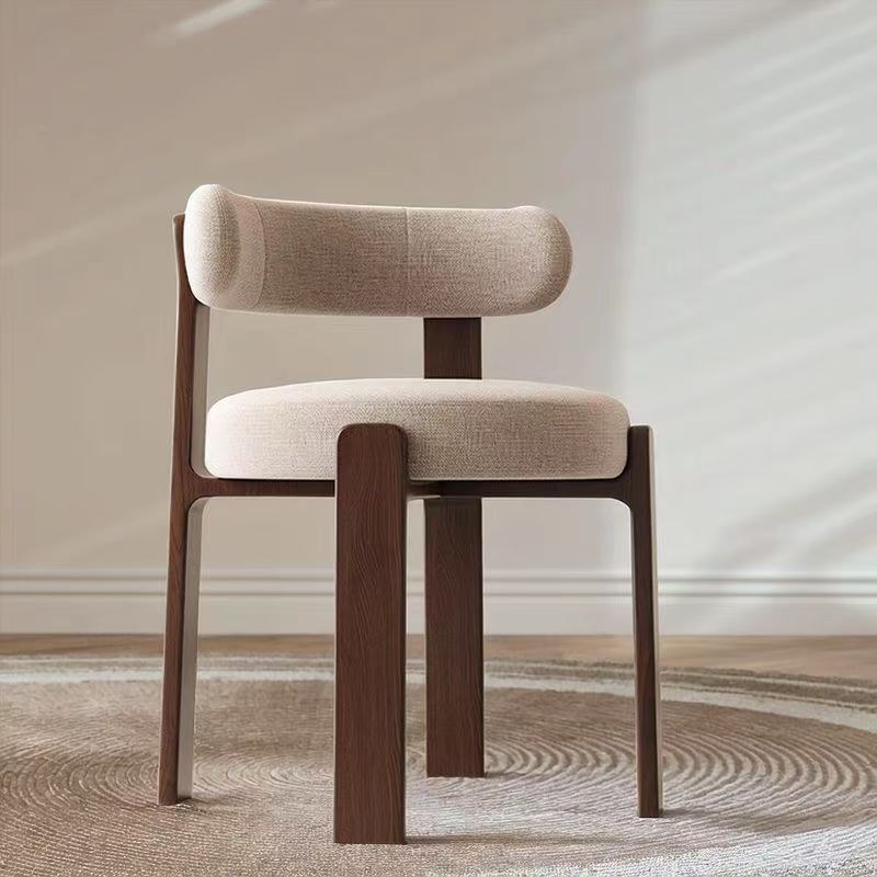 Modern Walnut Dining Chair with Upholstered Seat