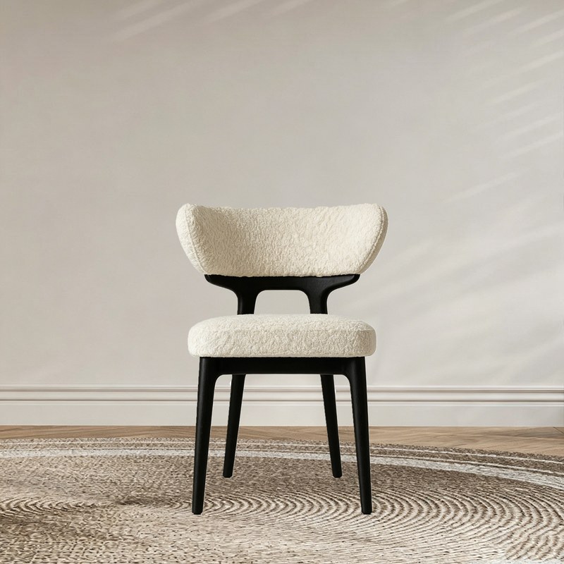 Nordic Solid Wood Dining Chair with Open Back and Curved Back