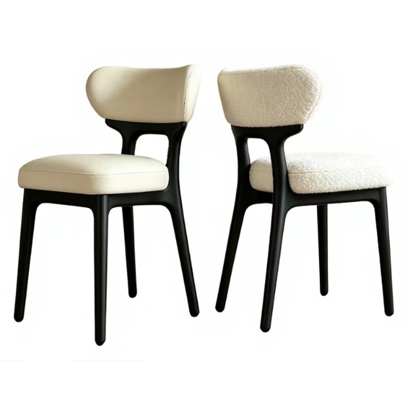 Nordic Solid Wood Dining Chair with Open Back and Curved Back