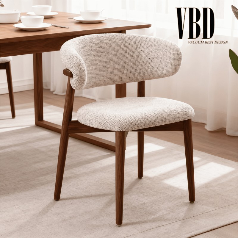 Modern Solid Wood Dining Chair with Velvet Seat and Armrests and Padded Seat
