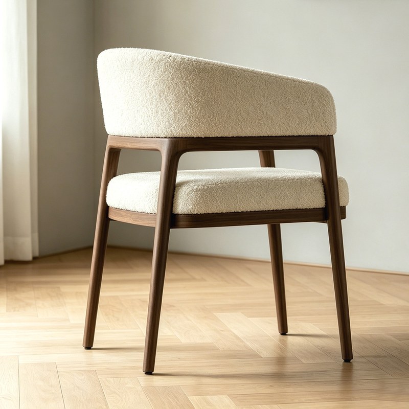 Minimalist Solid Wood Dining Chair with Velvet Seat
