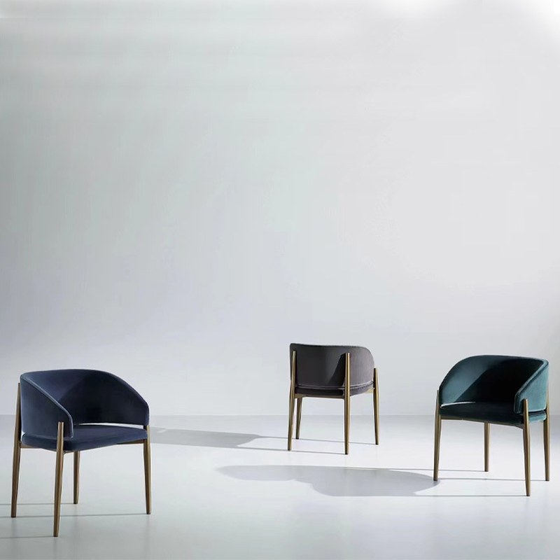 Italian Stainless Steel Dining Chair with Upholstered Seat