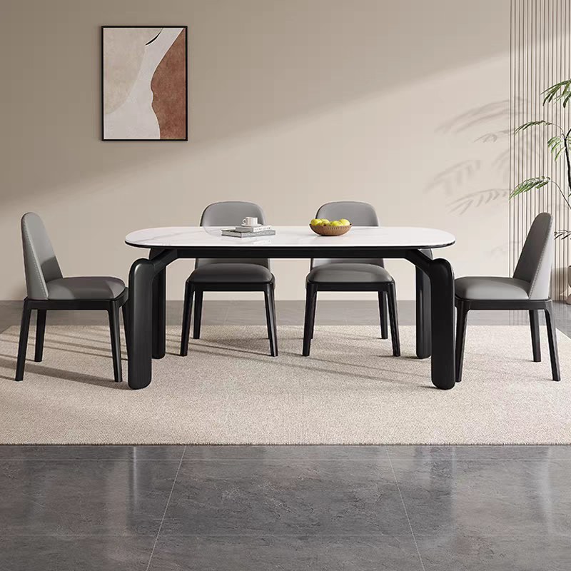 Nordic Solid Wood Side Chair with PU Leather Seat, Solid Back, Armless Frame and Waterproof Upholstery