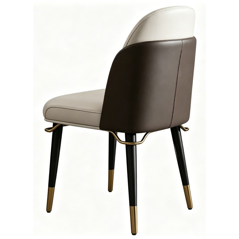 Mid-Century Metal Dining Chair with PU Leather Seat