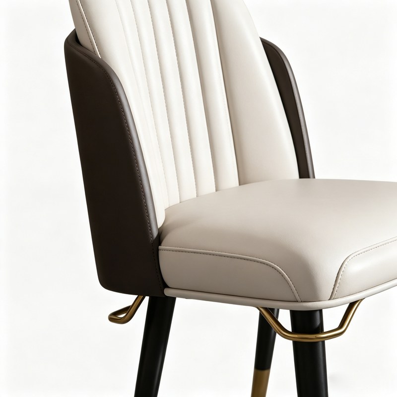 Mid-Century Metal Dining Chair with PU Leather Seat