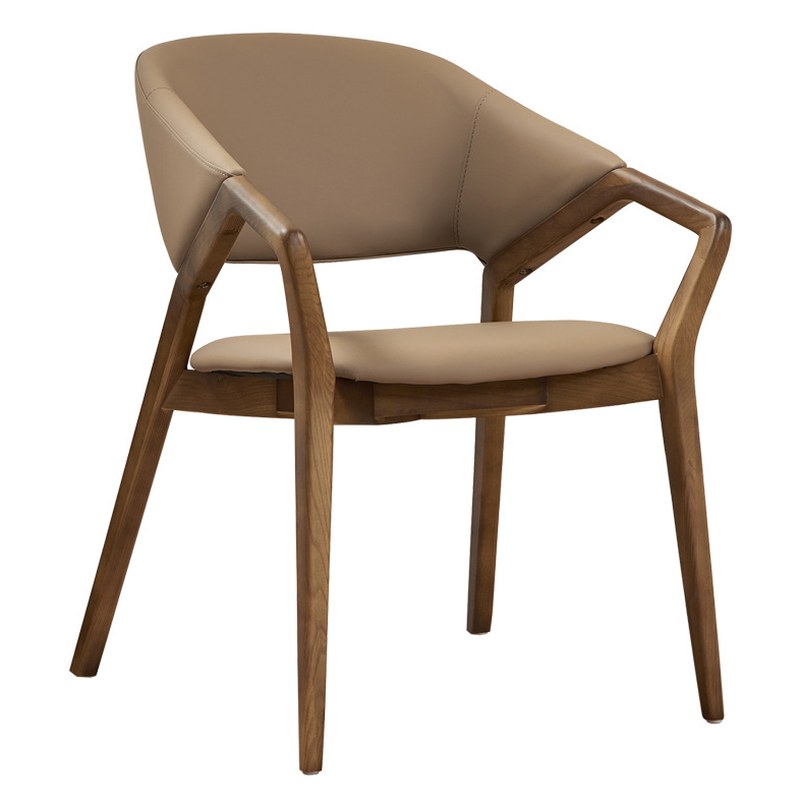Italian Solid Wood Dining Chair with Armrests and Padded Seat