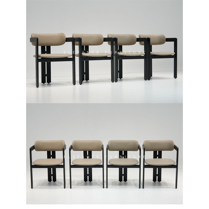 Italian Solid Wood Dining Chair with Leather Seat and Padded Seat