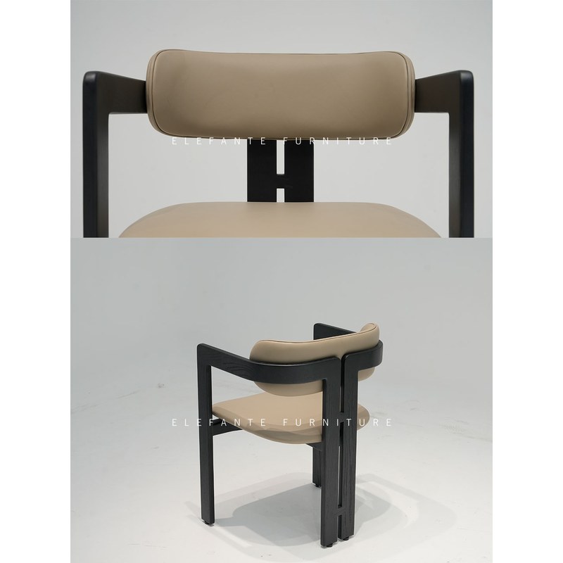 Italian Solid Wood Dining Chair with Leather Seat and Padded Seat