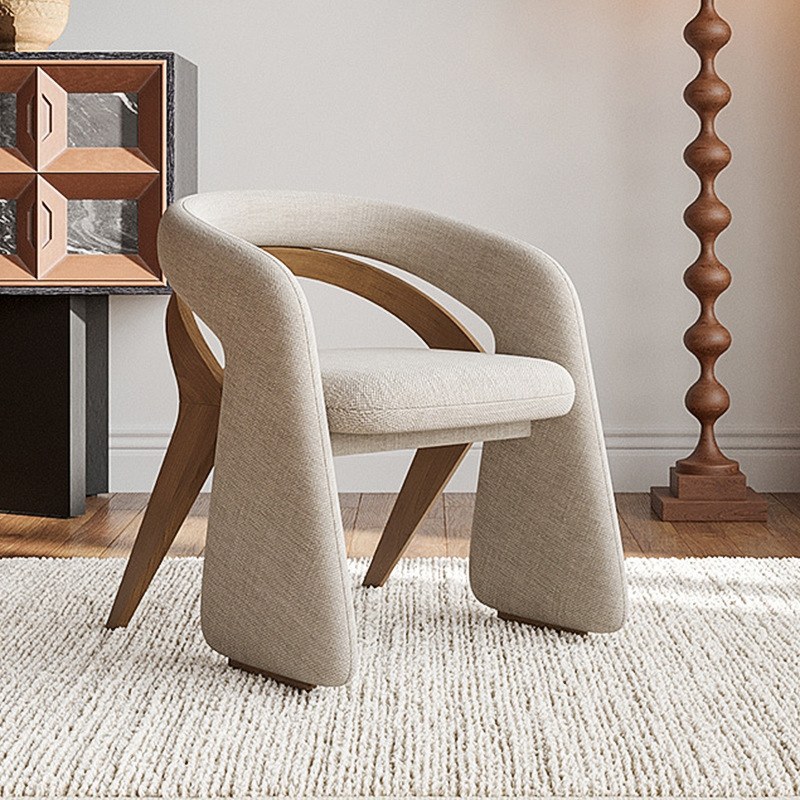 Nordic Solid Wood Dining Chair with Armrests