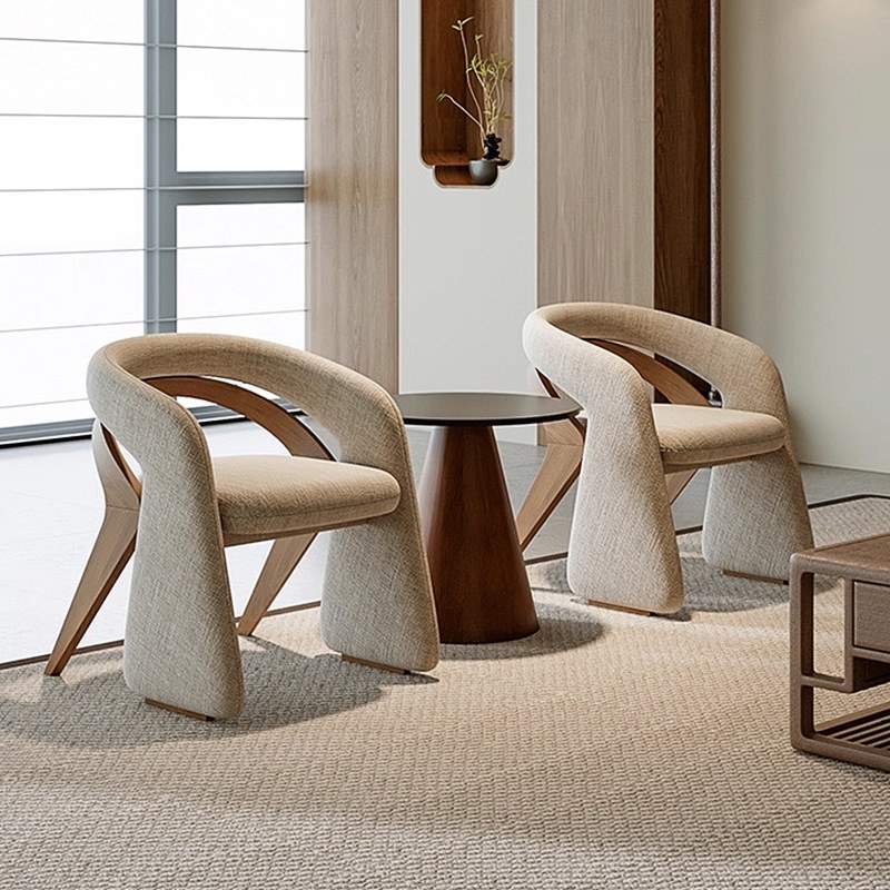 Nordic Solid Wood Dining Chair with Armrests
