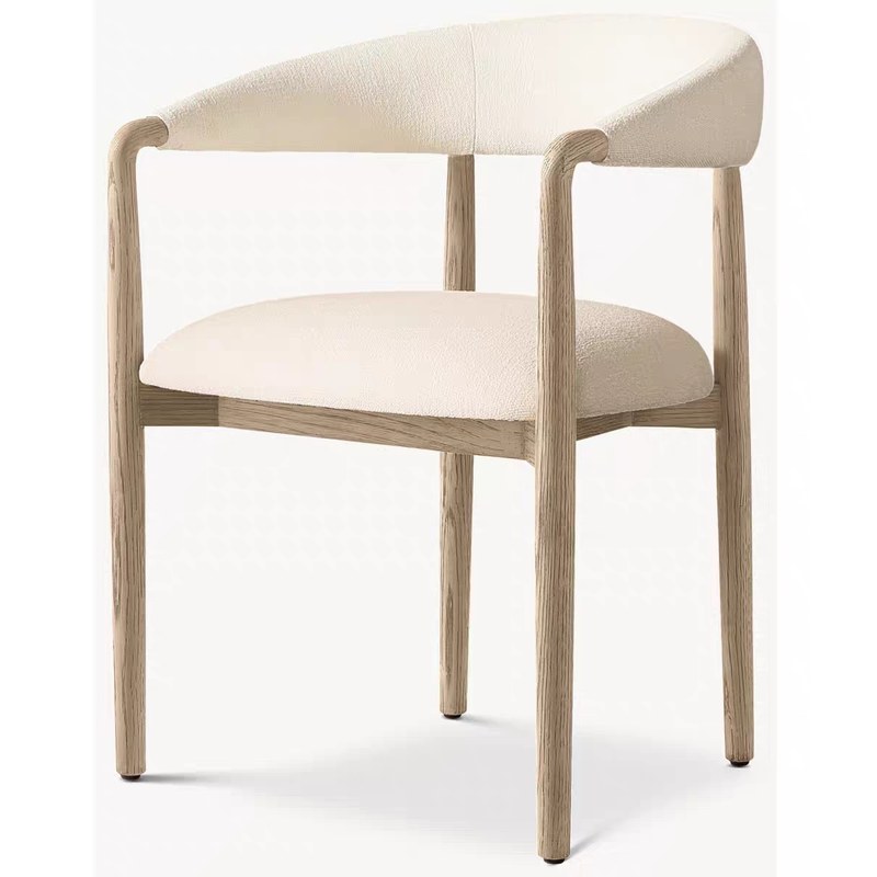 Modern Solid Wood Dining Chair with Linen Seat and Wood Legs