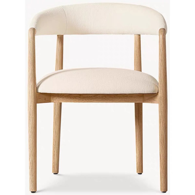 Modern Solid Wood Dining Chair with Linen Seat and Wood Legs
