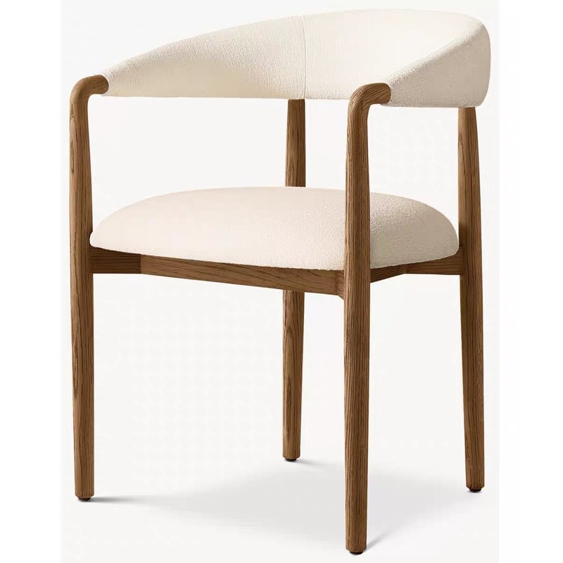 Modern Solid Wood Dining Chair with Linen Seat and Wood Legs