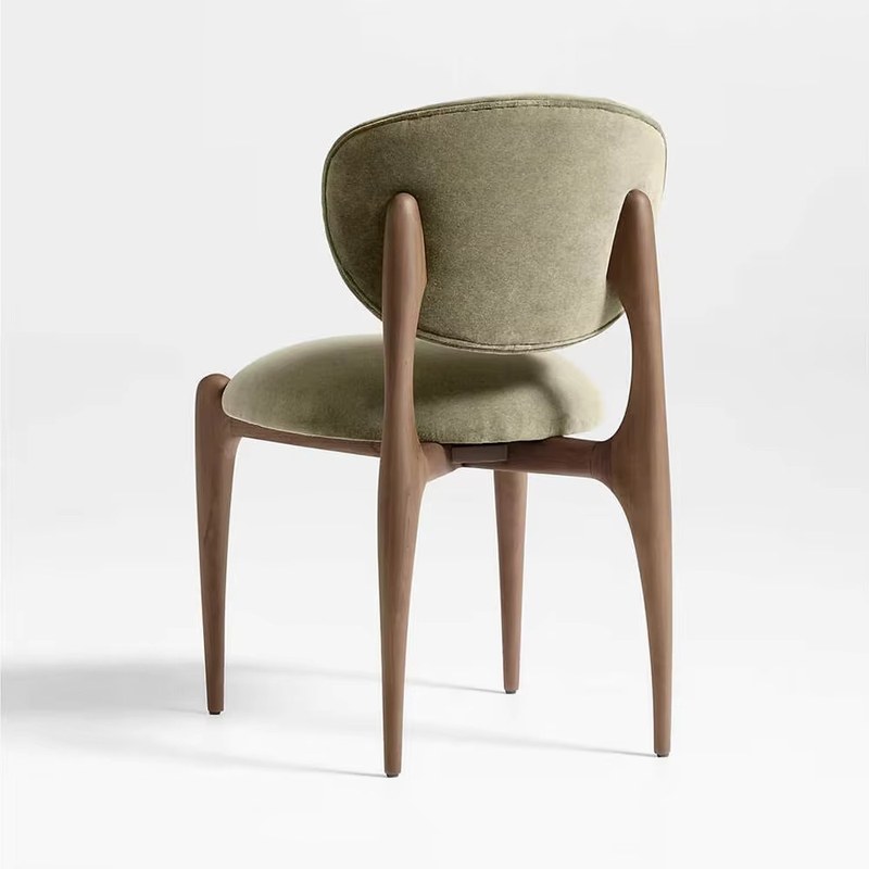 Modern Solid Wood Dining Chair with Leather Seat, High Back, Ergonomic Back and Padded Seat