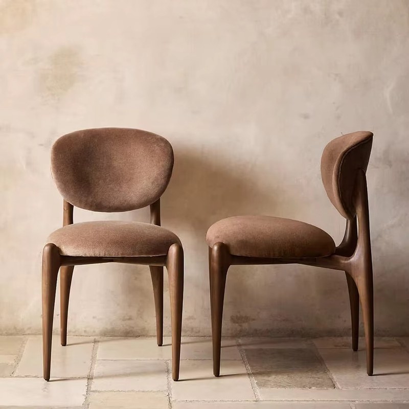 Modern Solid Wood Dining Chair with Leather Seat, High Back, Ergonomic Back and Padded Seat