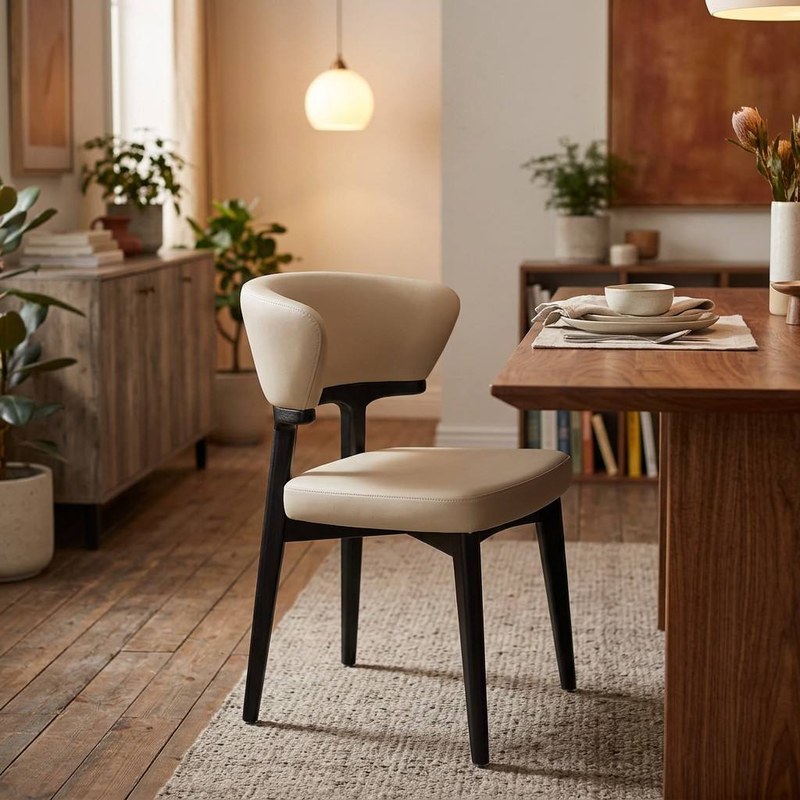 Nordic Metal Dining Chair with PU Leather Seat