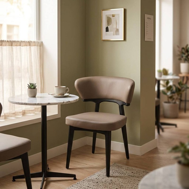 Nordic Metal Dining Chair with PU Leather Seat