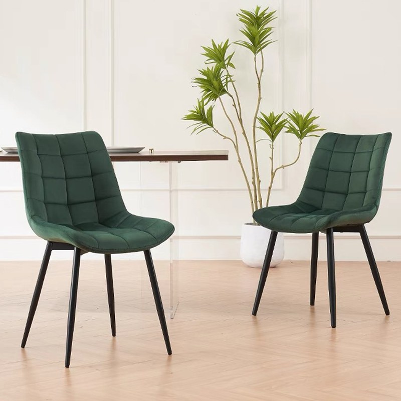 Nordic Metal Dining Chair with Velvet Seat
