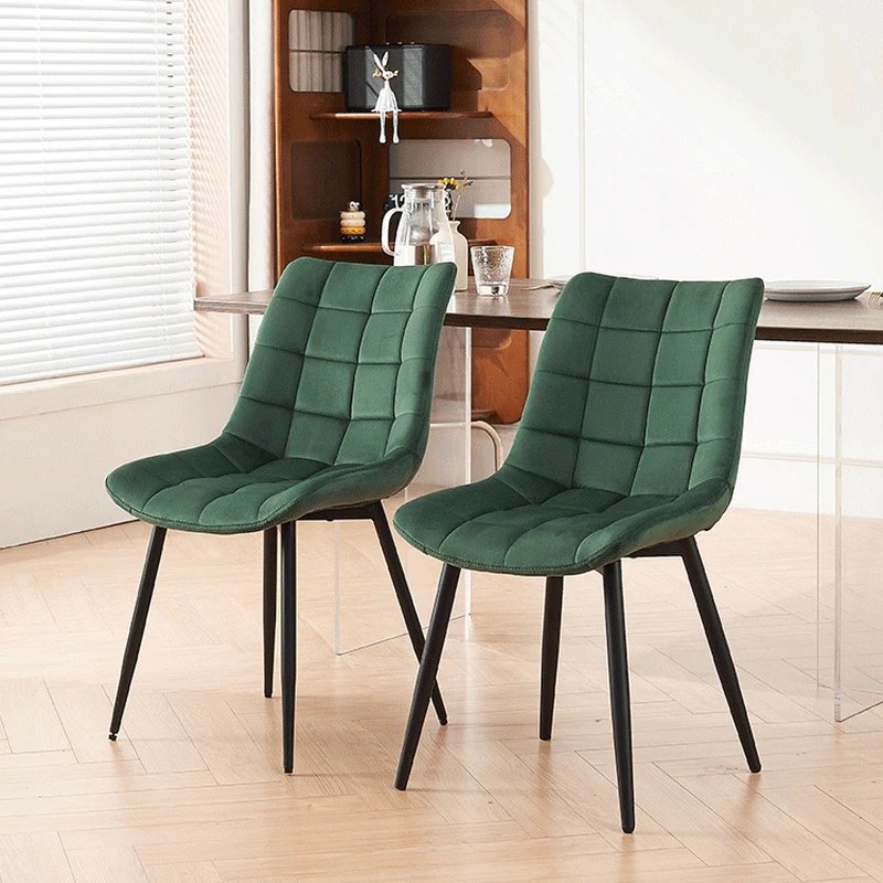 Nordic Metal Dining Chair with Velvet Seat