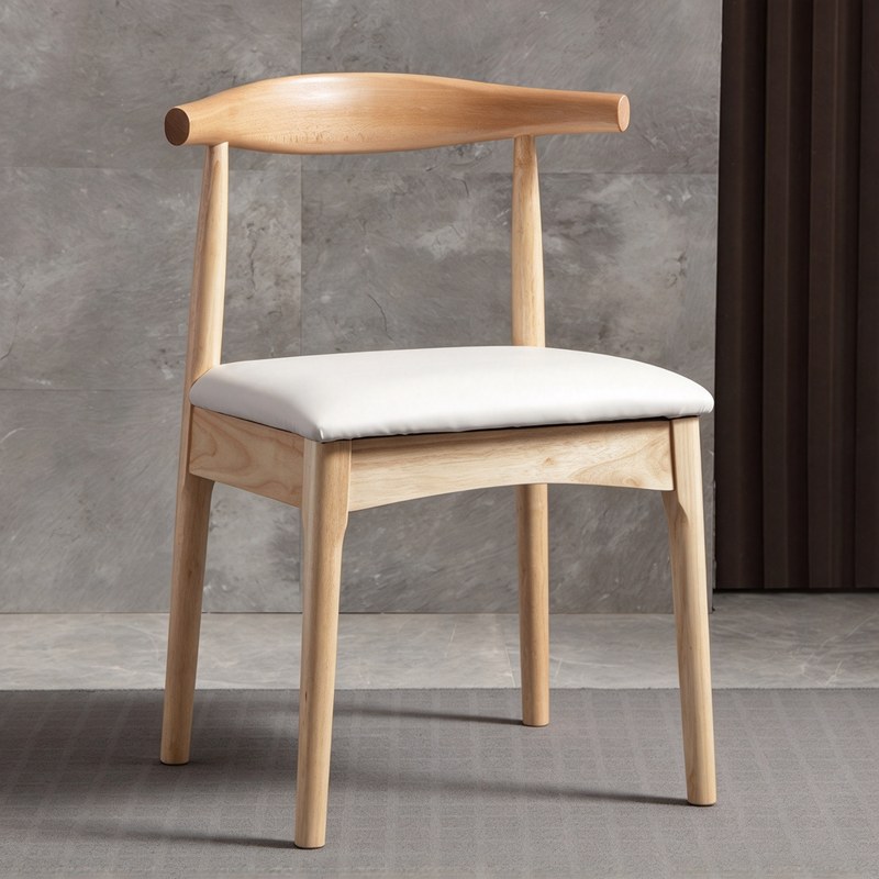 Nordic Solid Wood Dining Chair with Linen Seat