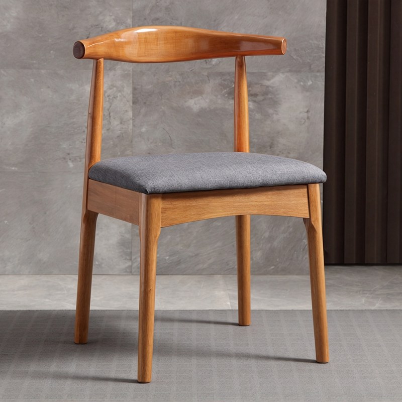 Nordic Solid Wood Dining Chair with Linen Seat