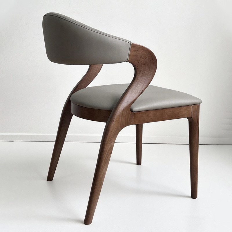 Nordic Solid Wood Dining Chair with PU Leather Seat