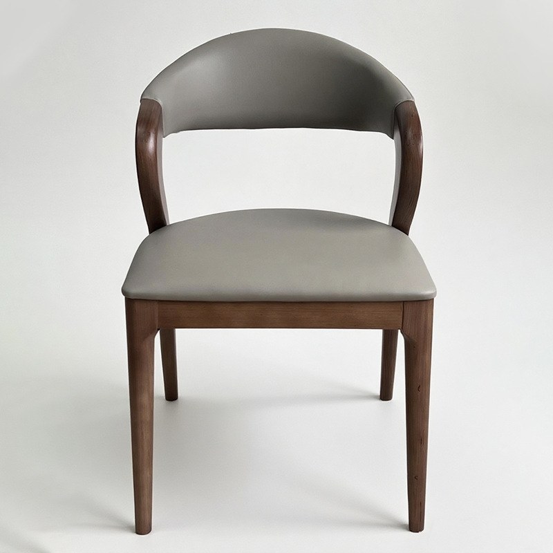Nordic Solid Wood Dining Chair with PU Leather Seat