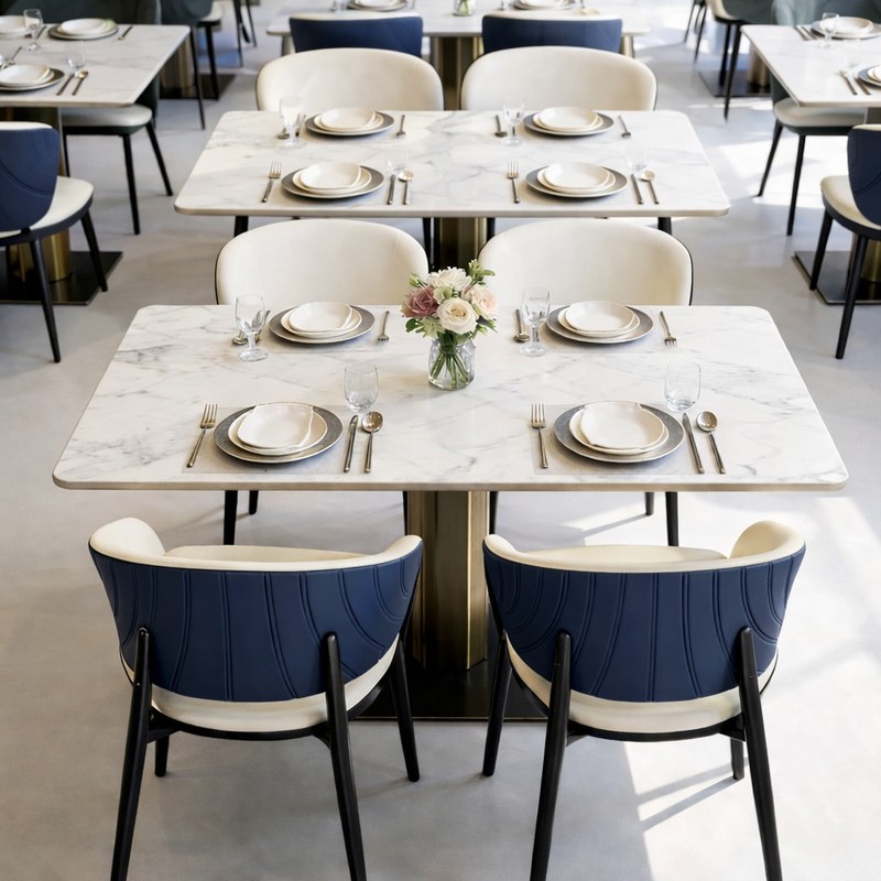 Modern Metal Dining Chair with PU Leather Seat