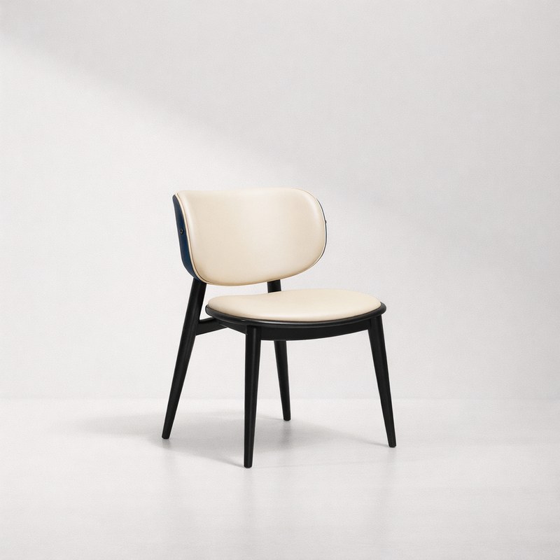 Modern Metal Dining Chair with PU Leather Seat, second view