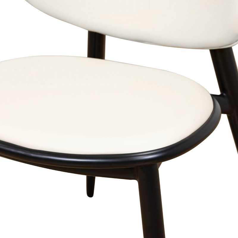 Modern Metal Dining Chair with PU Leather Seat, third view