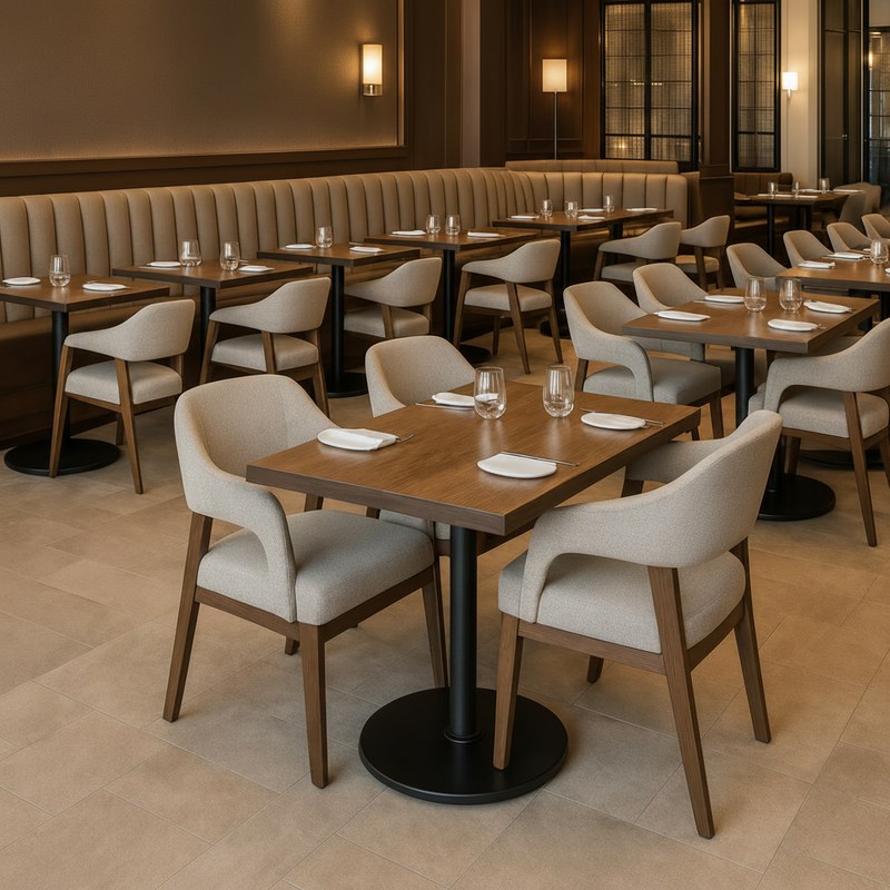 Modern Solid Wood Restaurant Table and Chair Set