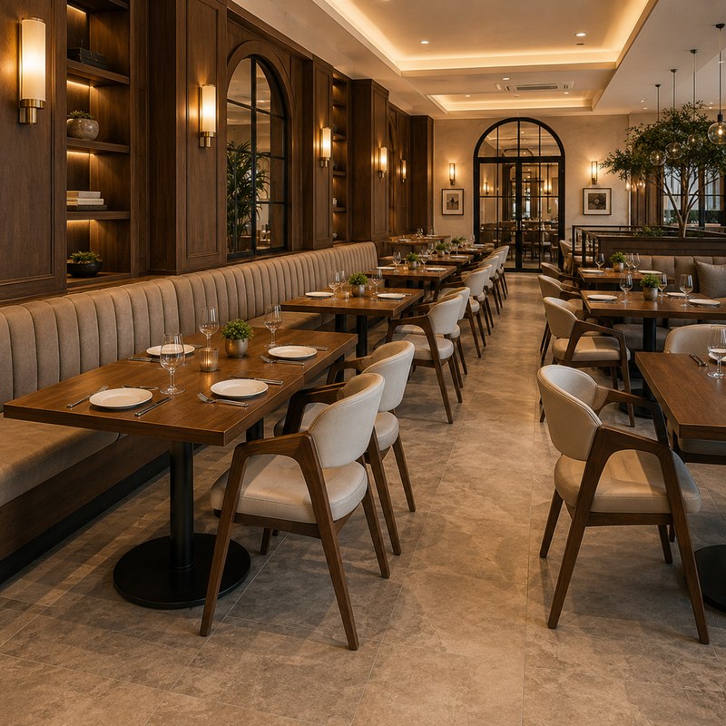 Modern Solid Wood Restaurant Table and Chair Set, second view