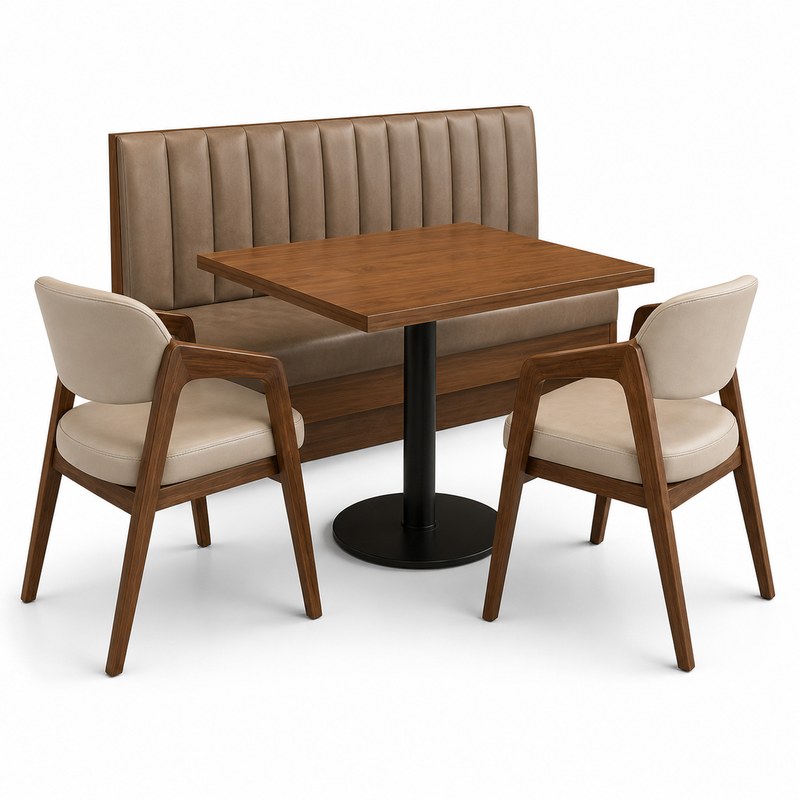 Modern Solid Wood Restaurant Table and Chair Set, third view