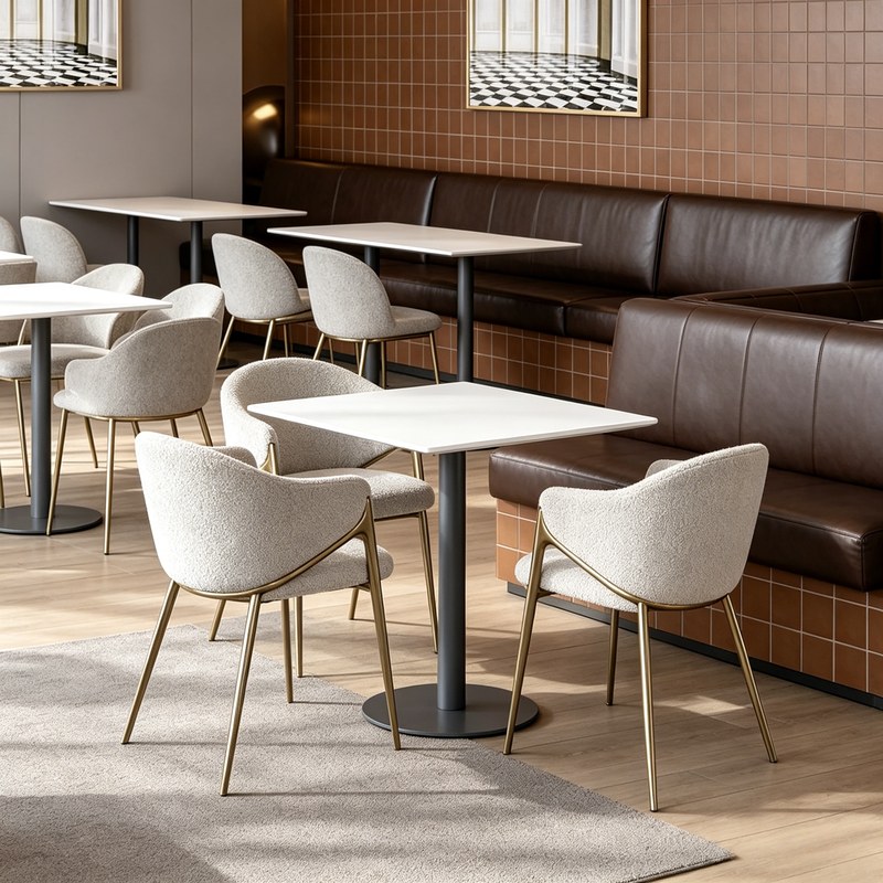 Italian Steel Dining Chair with Lamb Fleece Seat, second view