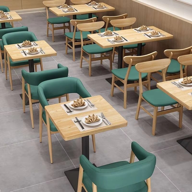 Modern Wood Restaurant Table and Chair Set