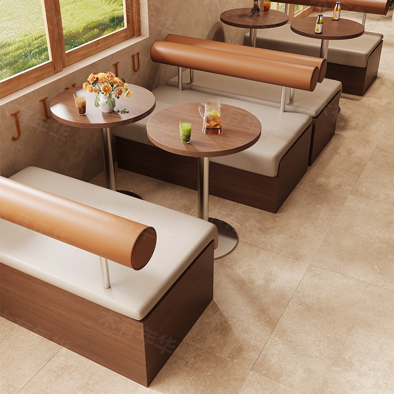 Korean Solid Wood Restaurant Booth Set