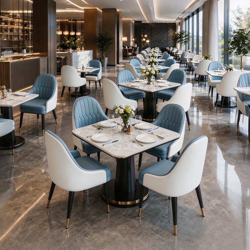 Modern Metal Restaurant Table and Chair Set