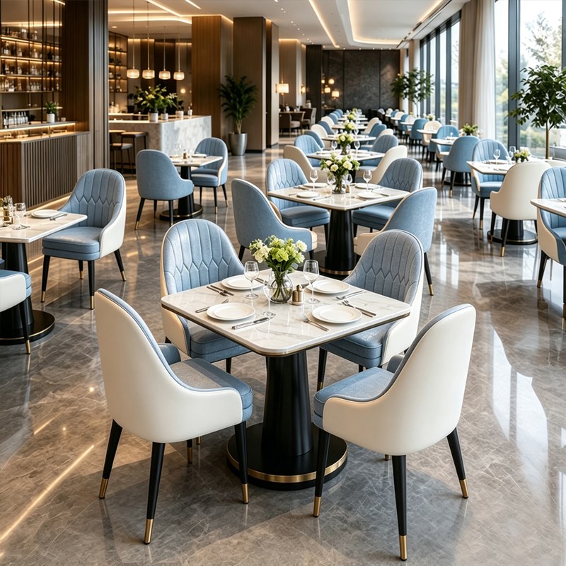 Modern Metal Restaurant Table and Chair Set, second view