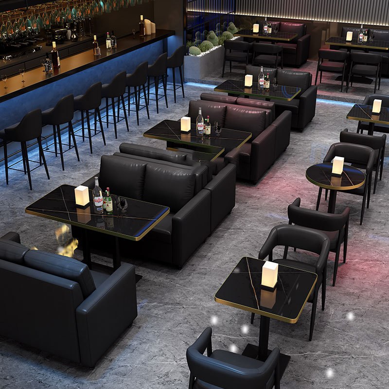 Modern Metal Restaurant Booth Set in Black, second view