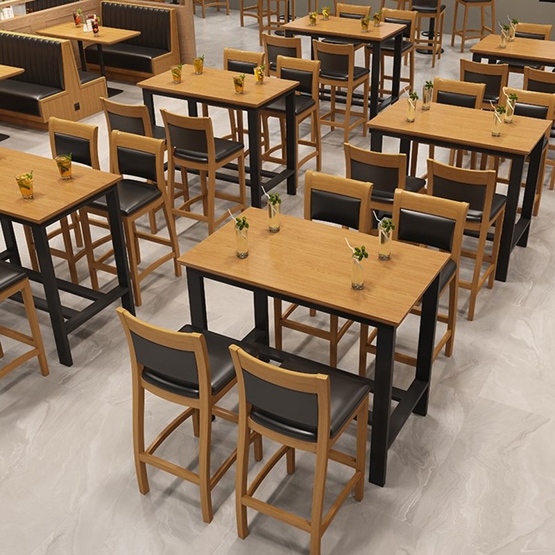 Modern Restaurant Table and Chair Set with Synthetic Leather Seats