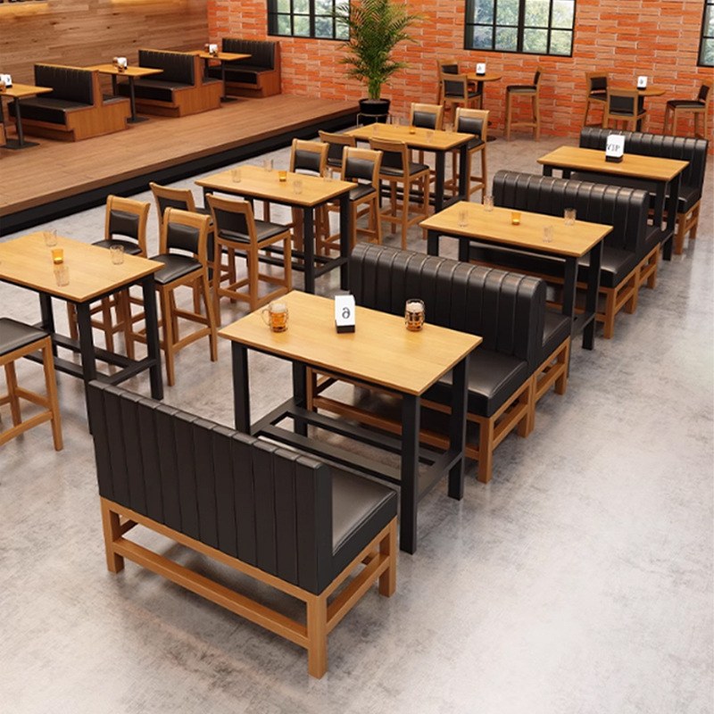 Modern Restaurant Table and Chair Set with Synthetic Leather Seats, third view